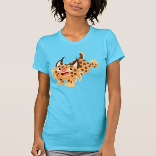 Cute Prankish Cartoon Bobcat Women T_Shirt