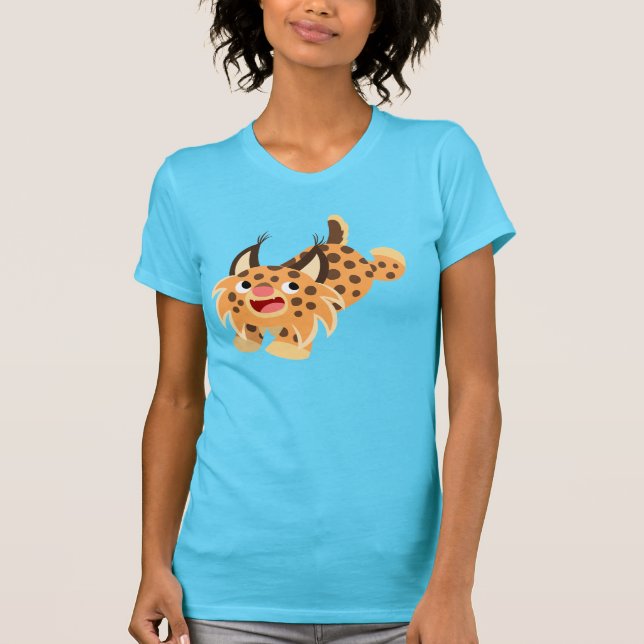 Cute Prankish Cartoon Bobcat Women T-Shirt (Front)