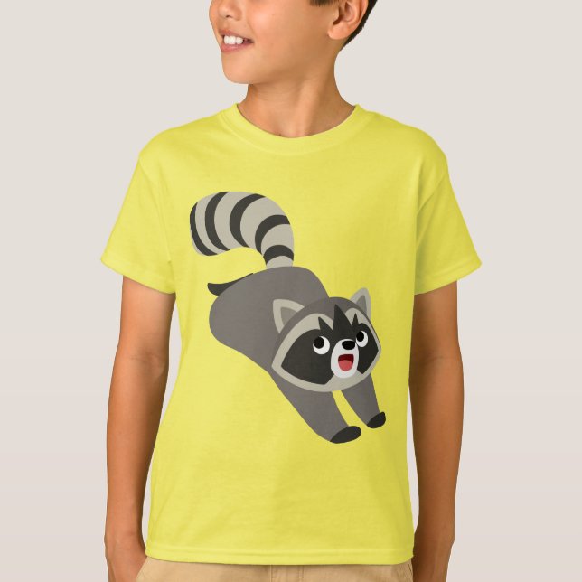 Cute Prankish Cartoon Raccoon Children T-Shirt (Front)