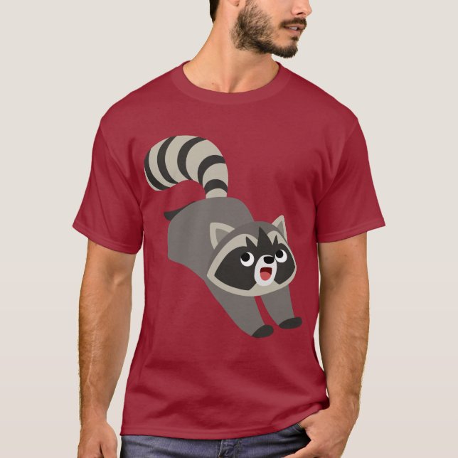 Cute Prankish Cartoon Raccoon T-Shirt (Front)