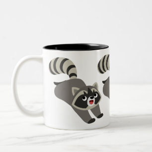 Cute Prankish Cartoon Raccoon Two-Tone Coffee Mug
