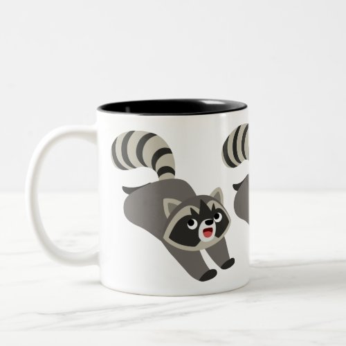 Cute Prankish Cartoon Raccoon Two_Tone Coffee Mug