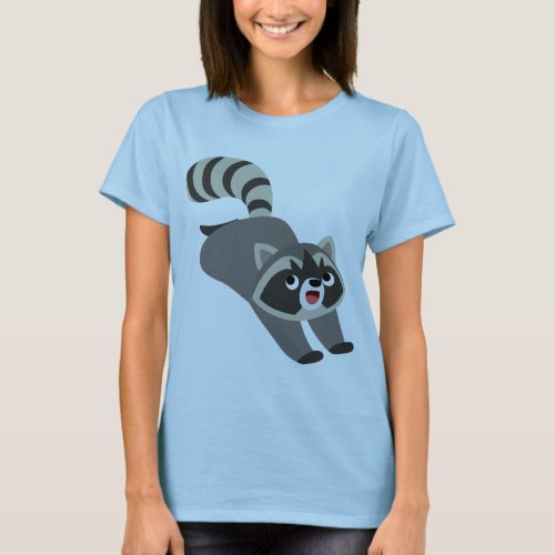 Cute Prankish Cartoon Raccoon Women T_Shirt
