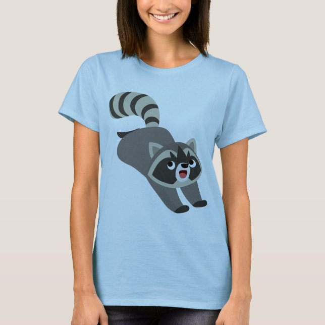 Cute Prankish Cartoon Raccoon Women T-Shirt (Front)
