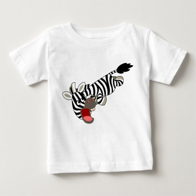 Cute Prankish Cartoon Zebra Baby T-Shirt (Front)
