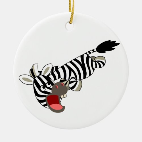 Cute Prankish Cartoon Zebra Ornament