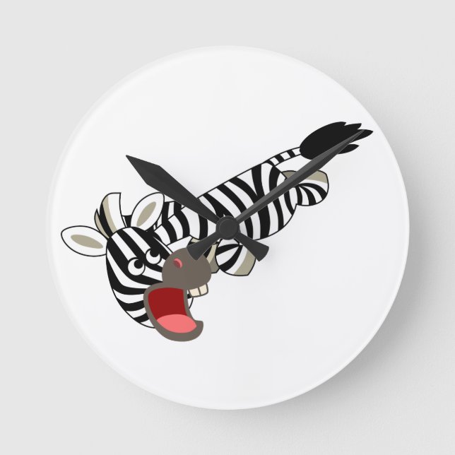 Cute Prankish Cartoon Zebra Wall Clock (Front)