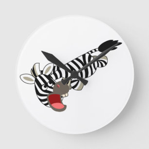 Cute Prankish Cartoon Zebra Wall Clock