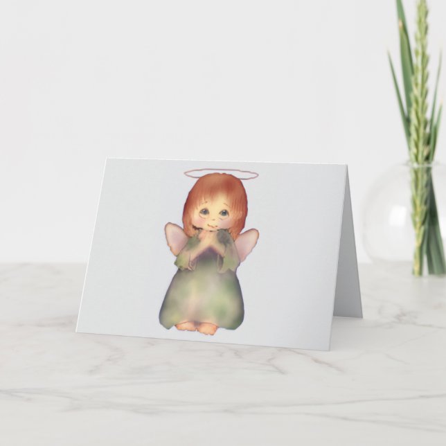 Cute Praying Angel Greeting Card (Front)