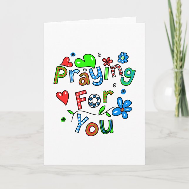 Cute Praying For You Greeting Text Expression Card (Front)