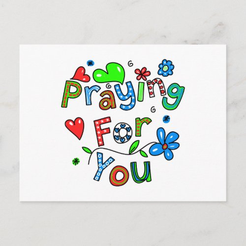 Cute Praying For You Greeting Text Expression Postcard