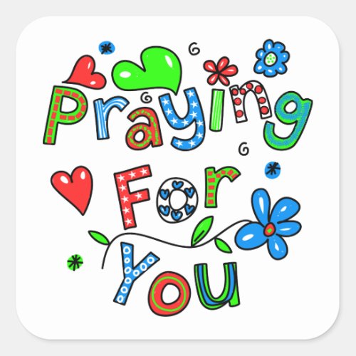 Cute Praying For You Greeting Text Expression Square Sticker