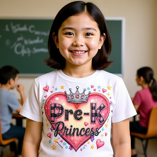 Cute Pre-K Princess Crown Heart T-Shirt