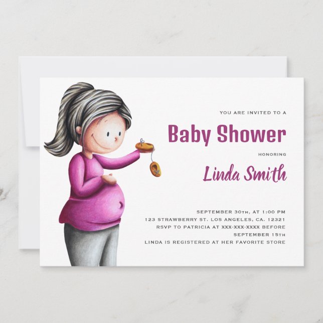 Cute Pregnant Baby Shower Invitation (Front)