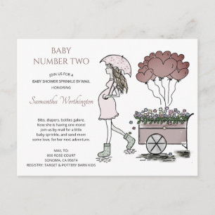 Cute Pregnant Mom Baby Sprinkle Shower By Mail Invitation Postcard