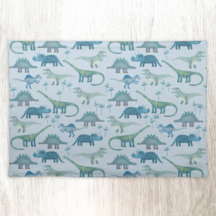 Cute Prehistoric Blue Dinosaur Pattern Cloth Placemat