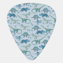 Cute Prehistoric Blue Dinosaur Pattern Guitar Pick