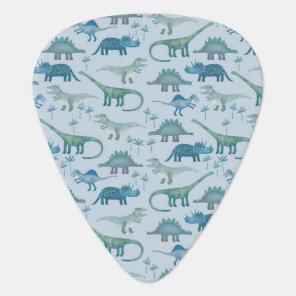 Cute Prehistoric Blue Dinosaur Pattern Guitar Pick