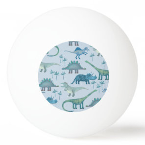 Cute Prehistoric Blue Dinosaur Pattern Ping Pong Ball