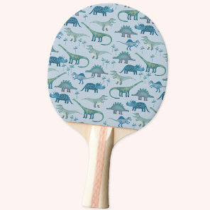 Cute Prehistoric Blue Dinosaur Pattern Ping Pong Paddle