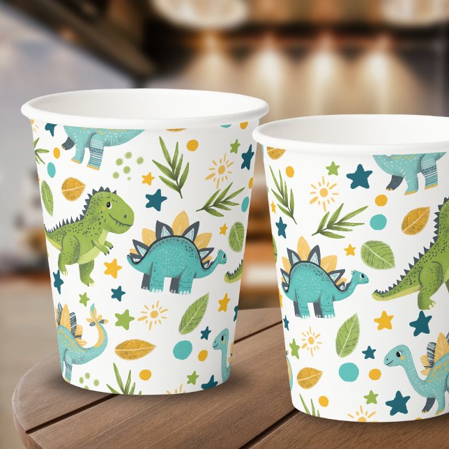 Cute Prehistoric Dinosaur Birthday Party Paper Cups (Creator Uploaded)