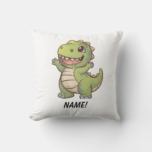 Cute prehistoric dinosaur cartoon t rex throw pillow