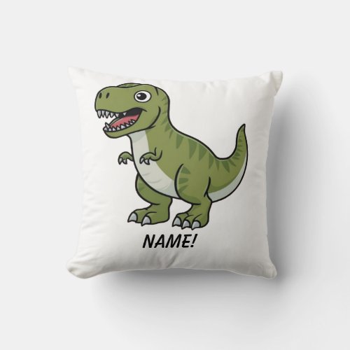 Cute prehistoric dinosaur cartoon t rex throw pillow
