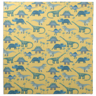 Cute Prehistoric Dinosaur Pattern Yellow Cloth Napkin