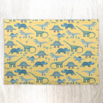 Cute Prehistoric Dinosaur Pattern Yellow Cloth Placemat