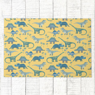 Cute Prehistoric Dinosaur Pattern Yellow Doormat