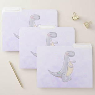 Cute Prehistoric Dinosaur Toy Watercolor File Folder