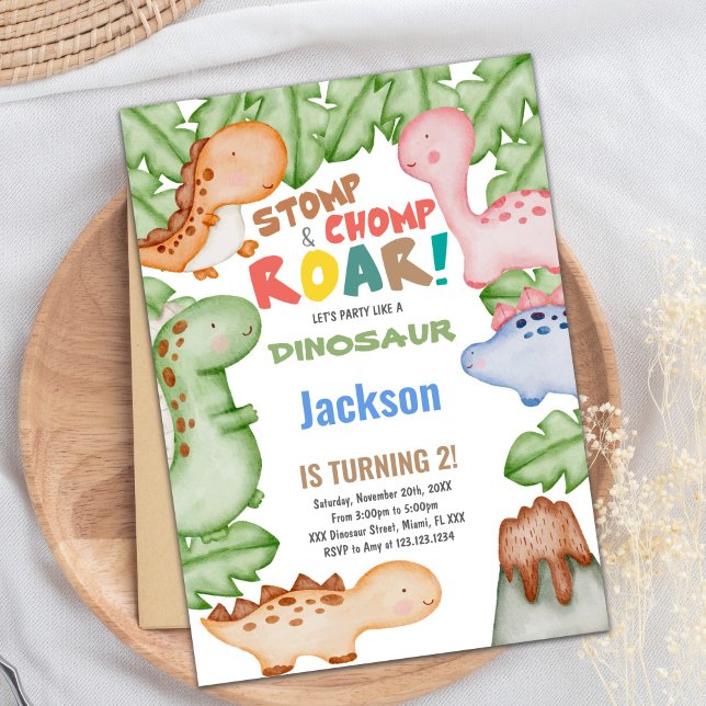 Cute Prehistoric Party Theme for Girls & Boys Invitation (Pastil Color Dinosaur Birthday Invitations)