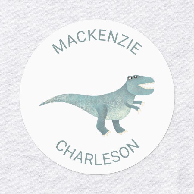 Cute Prehistoric T-Rex Dinosaur Personalized Kids' Labels (Design 1)
