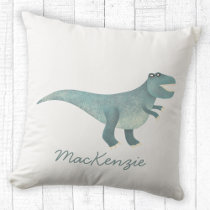 Cute Prehistoric T-Rex Dinosaur Personalized Throw Pillow