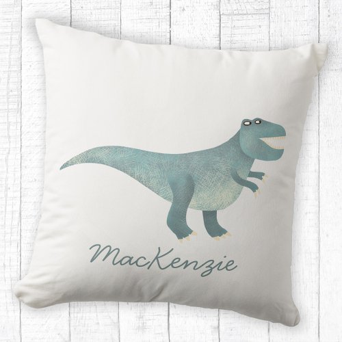 Cute Prehistoric T_Rex Dinosaur Personalized Throw Pillow