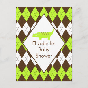 Cute Preppy Alligator Baby Shower RSVP Post Card