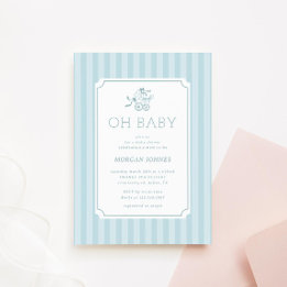 Cute Preppy Baby Stroller Baby Shower Invitation