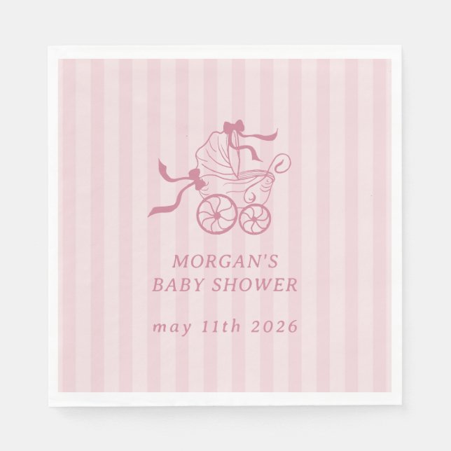 Cute Preppy Baby Stroller Baby Shower Napkins (Front)