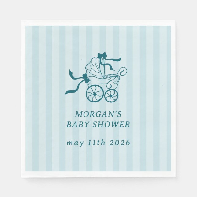 Cute Preppy Baby Stroller Baby Shower Napkins (Front)