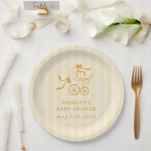 Cute Preppy Baby Stroller Baby Shower Paper Plates