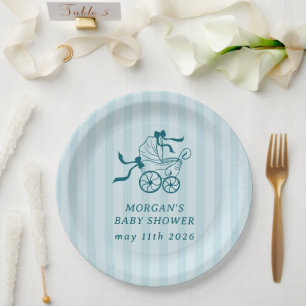 Cute Preppy Baby Stroller Baby Shower Paper Plates