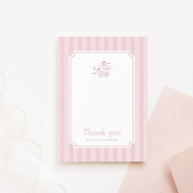 Cute Preppy Baby Stroller Thank You Card (Creator Uploaded)