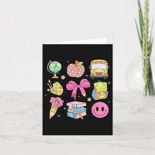 Cute Preppy Back To School Coquette Pencil Bow Tea Card