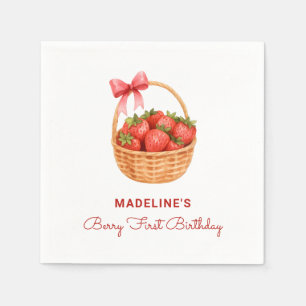 Cute Preppy Berry First Birthday Strawberry Napkins