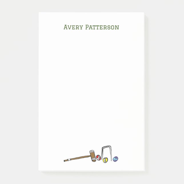 Cute Preppy Croquet Hand-Illustrated Boho Chic Post-it Notes (Front)