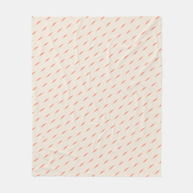 cute preppy esthetic pink lightning bolt fleece blanket (Front)