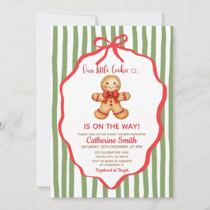 Cute Preppy Gingerbread Christmas Baby Shower Invitation