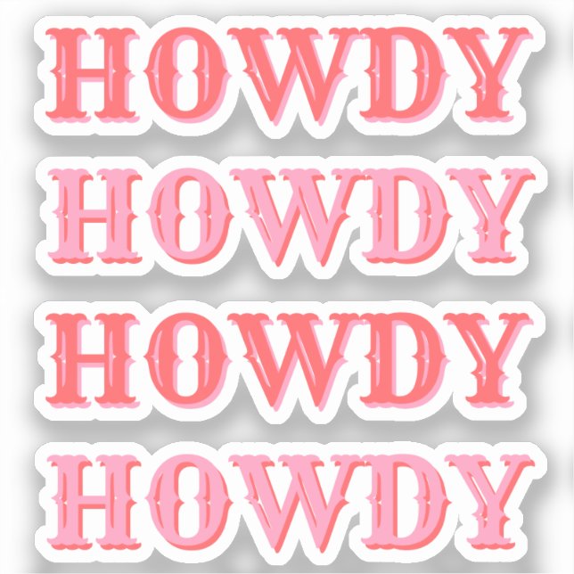 Cute Preppy Girly Howdy Pink  Sticker (Front)