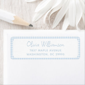 Cute Preppy Light Blue Gingham Return Address Label