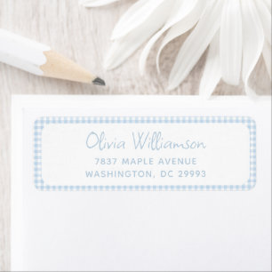 Cute Preppy Light Blue Gingham Return Address Label